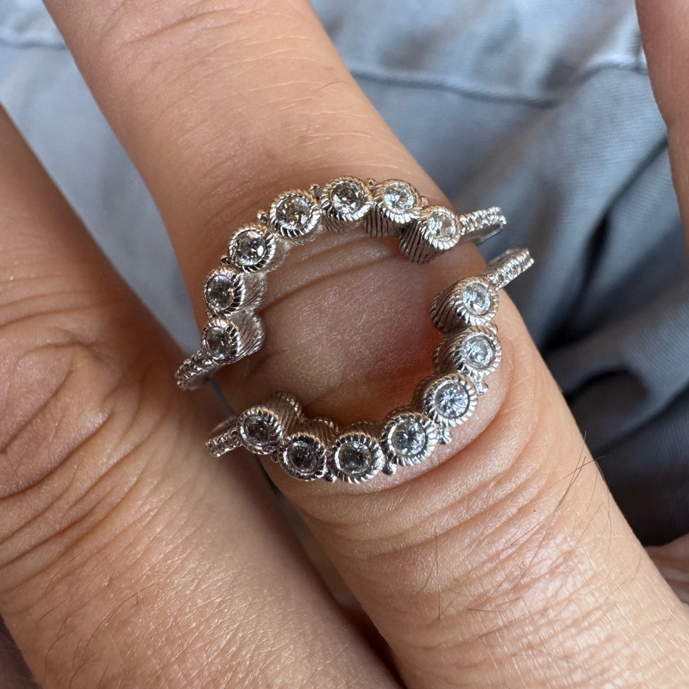 Judith Ripka Silver Ring with Clear Gems